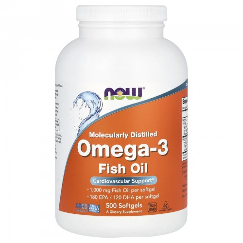 Now Foods, омега-3, очищенная на молекулярном уровне, 500 капсул Now Foods, омега-3, очищенная на молекулярном уровне, 500 капсул